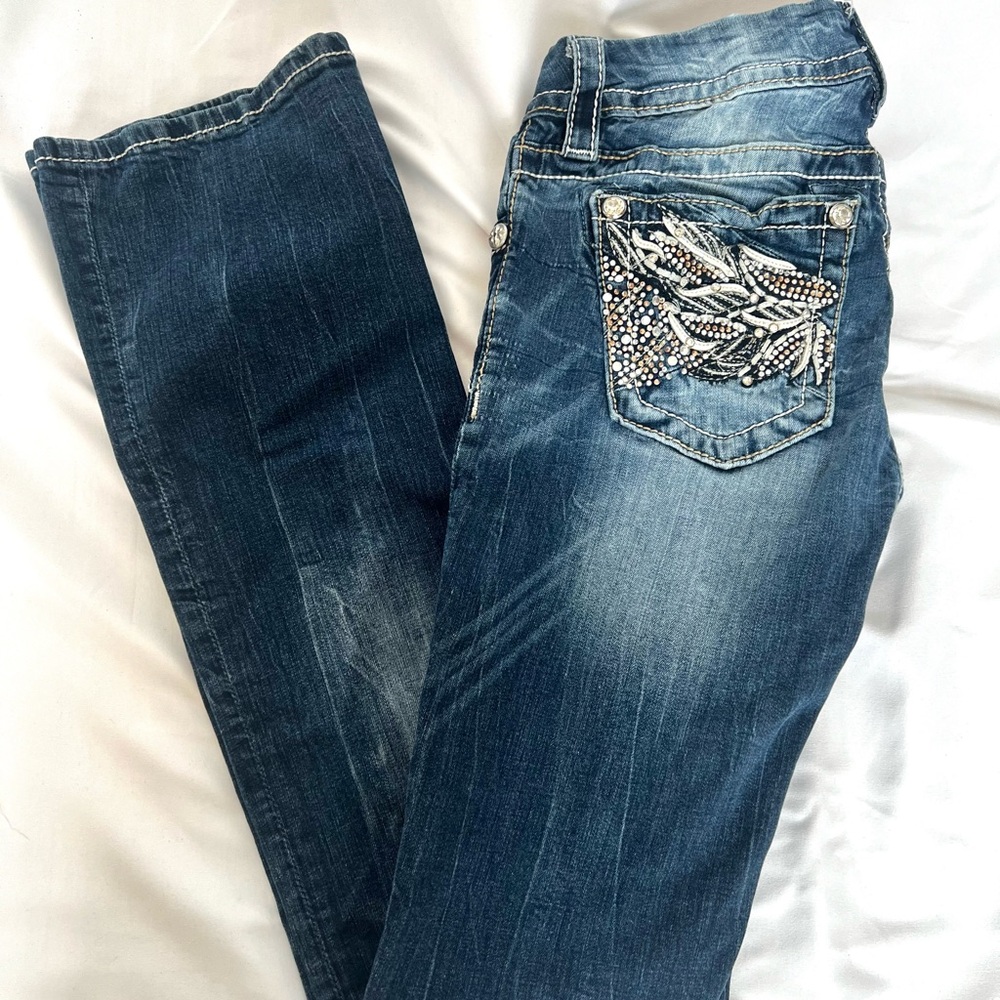 Miss Me Boot Cut Jeans with Silver Accents